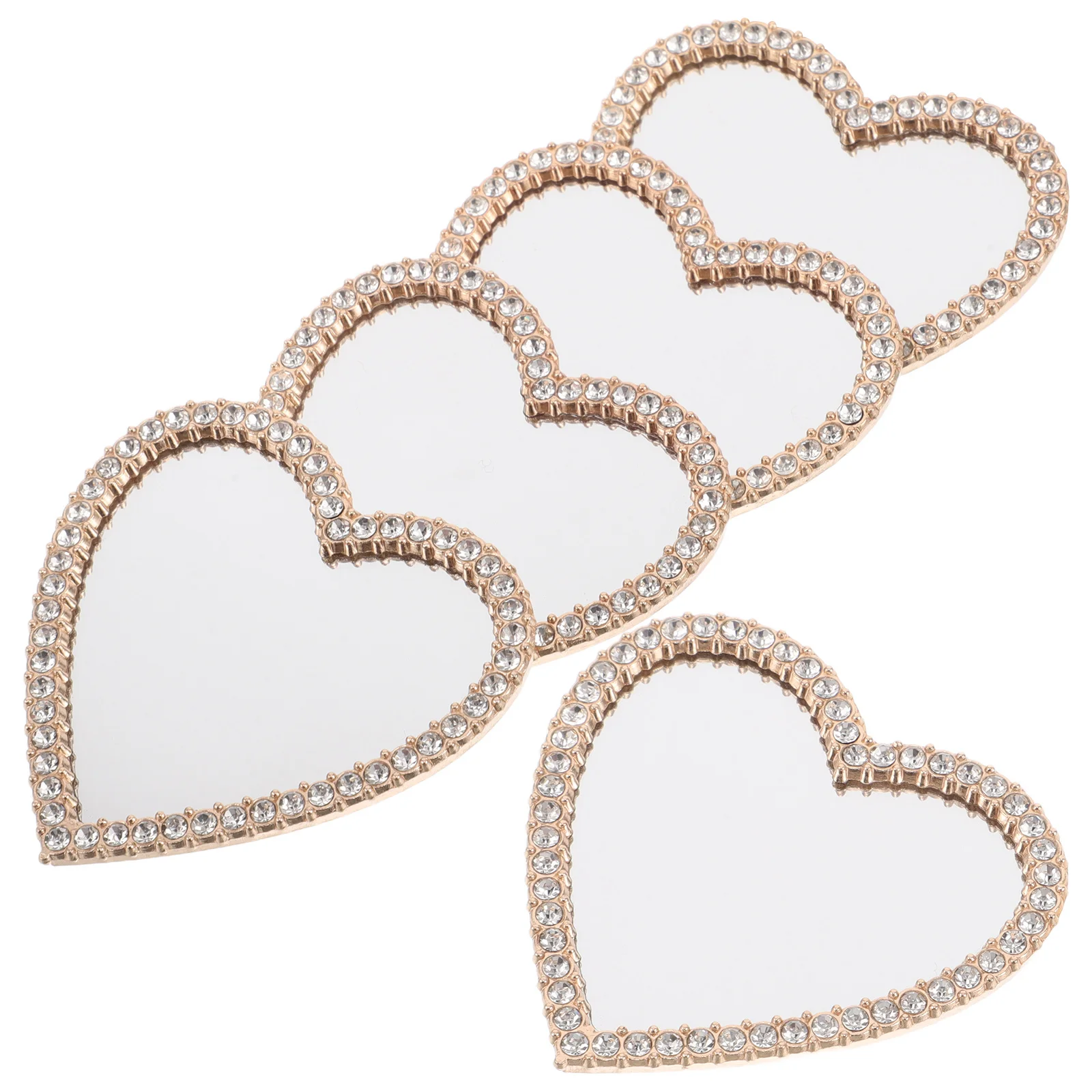

5Pcs Heart Shaped Mirror with Rhinestones High Clarity Portable Compact Mirror for Purse Makeup Touch Up Travel Daily