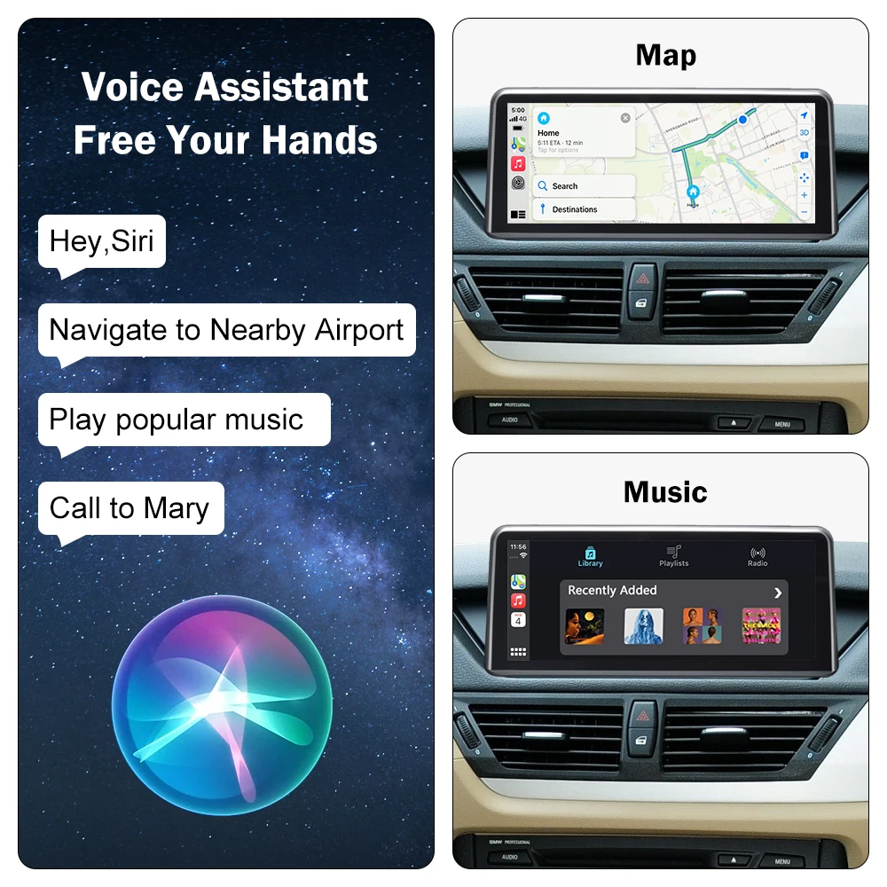 Road Top 10.25 " Android Auto Head Unit Wireless Carplay Car Multimedia Touch Screen for BMWX1 E84 2009-2015 With CIC System