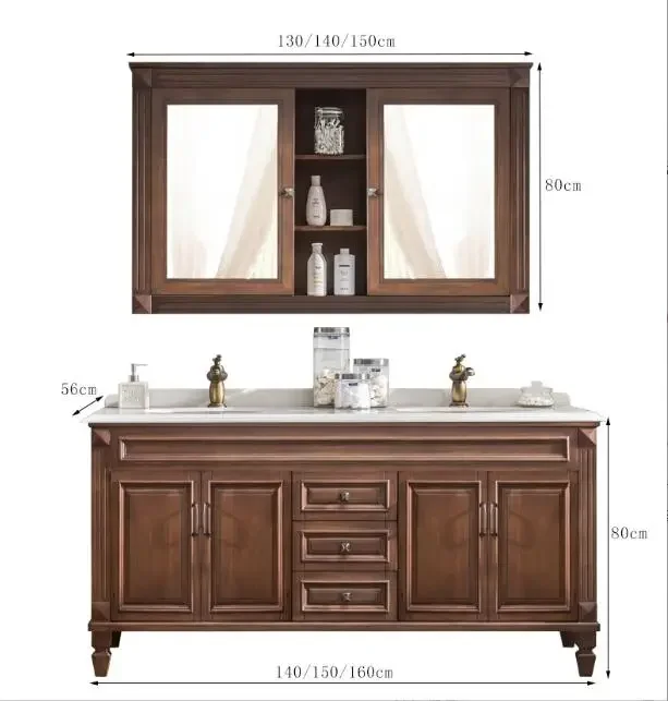 American Style Floor Free Standing Sintered Stone Bathroom Vanity Cabinet Set With Counter Top