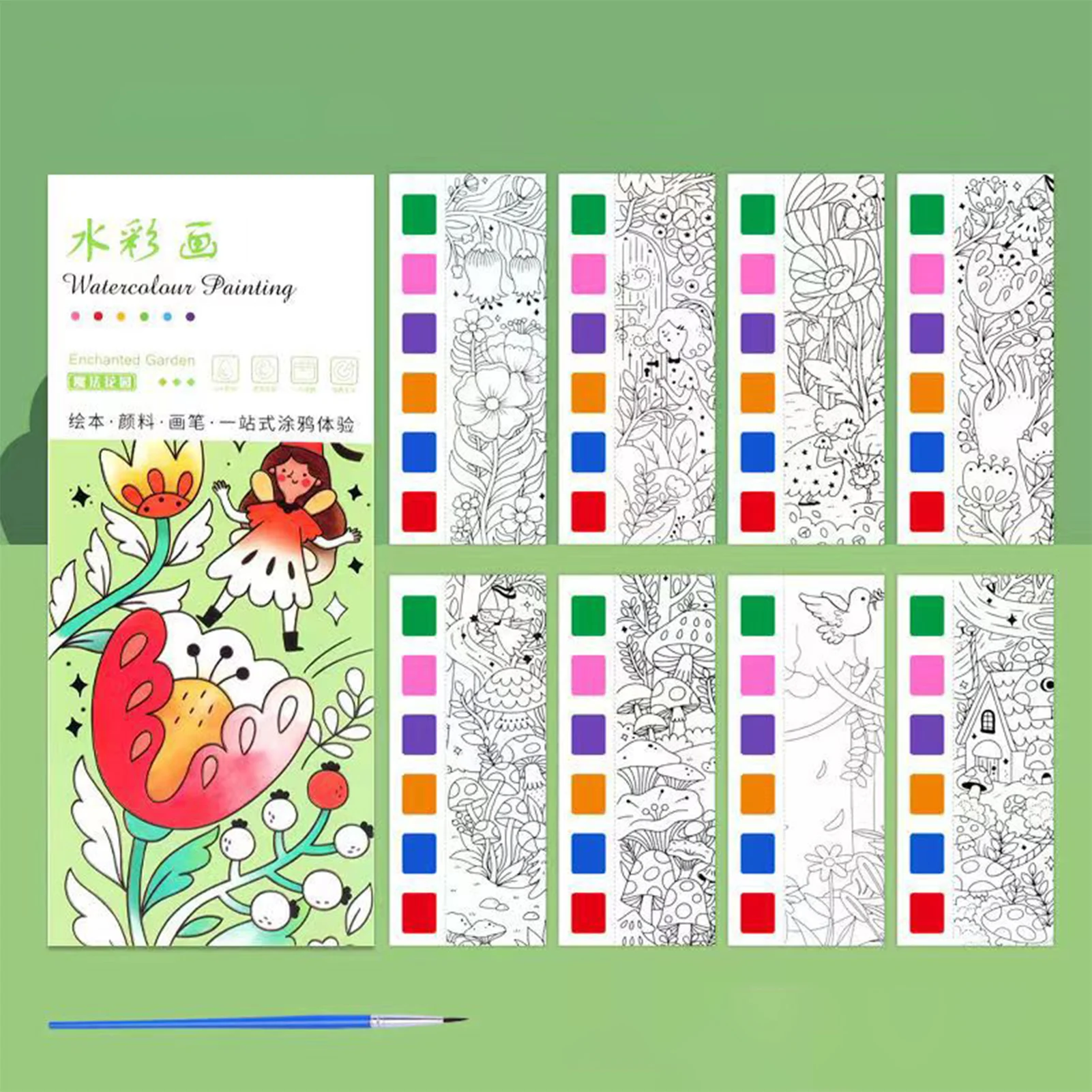 Pocket Watercolor Coloring Books Eco-Friendly Paper Material Drawing Books for Kids DIY Art Painting Supplies