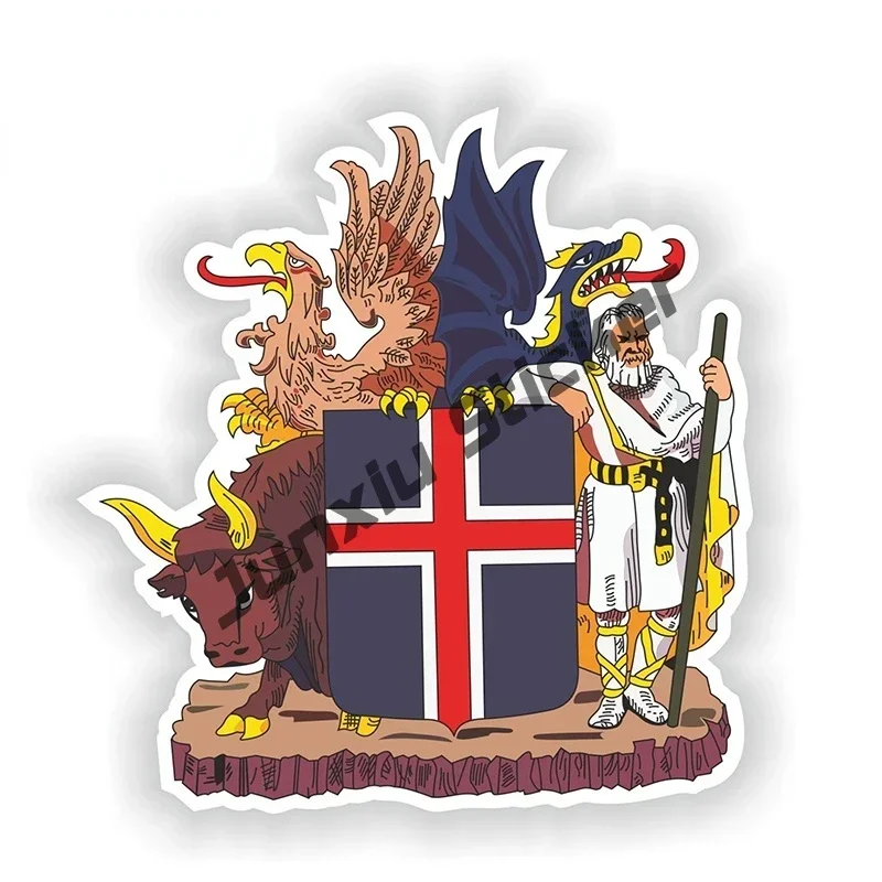 Iceland Coat of Arms Emblem Stickers Iceland Reykjavik Seal Sticker Round Flag Gay Rainbow Map for Car Bumper Laptop Book Fridge