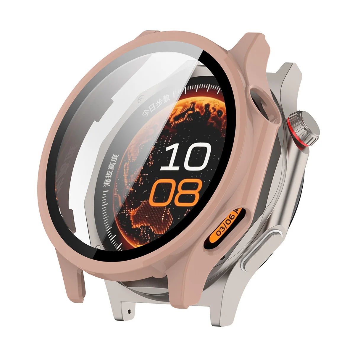 

For Oppo Watch X3 / OnePlus Watch 4 Watch Case ENKAY HAT PRINCE Rubberized Hard PC Cover with Tempered Glass - Pink