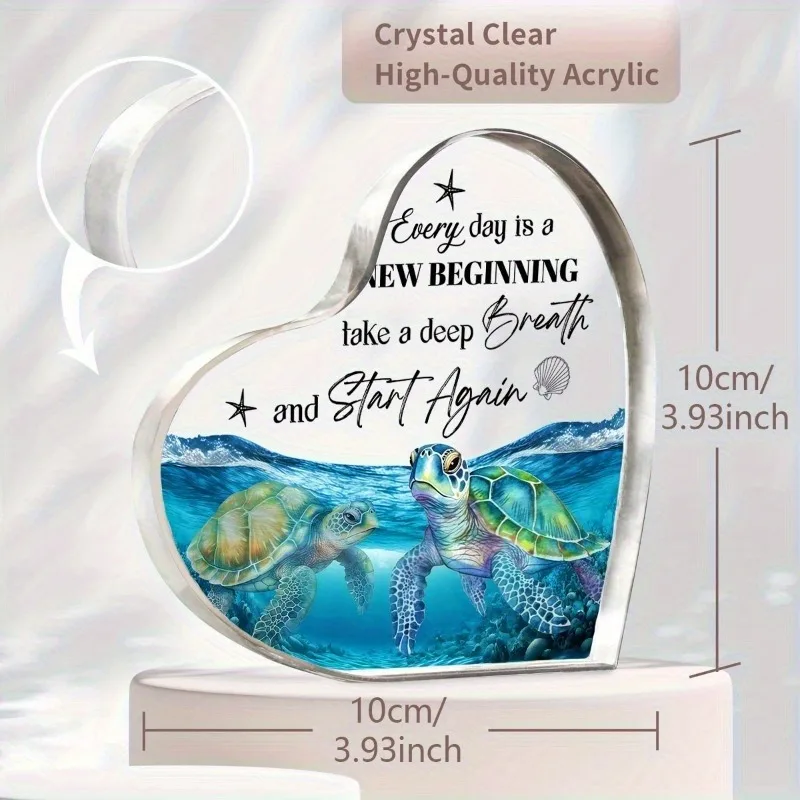 Blue Marine Life Acrylic Desktop Decoration - Perfect Birthday or Exchange Gift - Unique Turtle Design