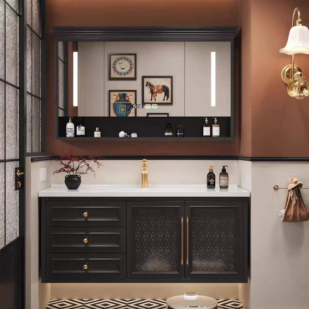 

Ceramic basin bathroom cabinet, oak washstand, toilet face wash basin cabinet combination