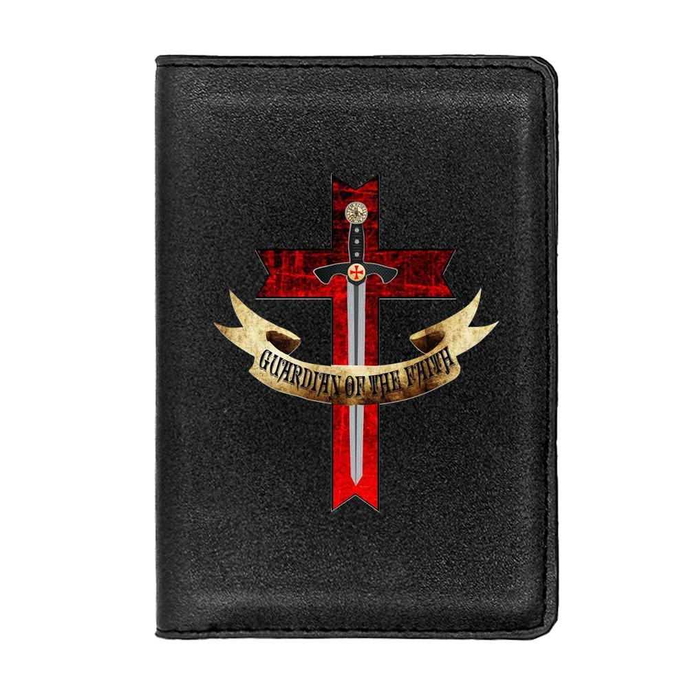 New Arrival Knights Templar Command passport Cover Men Women Leather Slim ID Card Travel Holder Pocket Wallet Purse Money Case