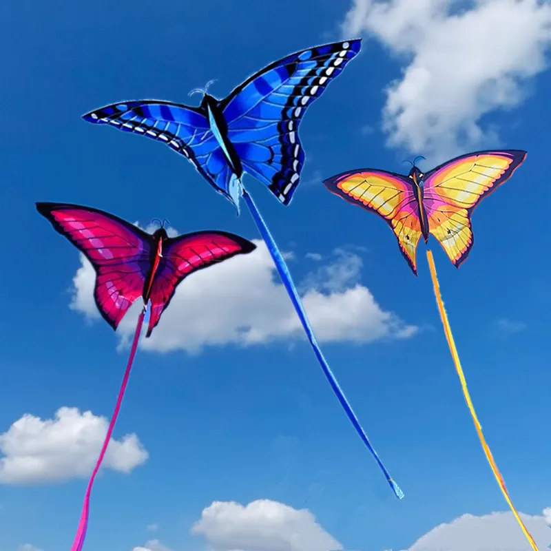 新しい蝶の形をした凧、子供用凧、子供用飛行玩具、フライングウィング、パープラン、レインボーハイ、凧リール、中国の凧
