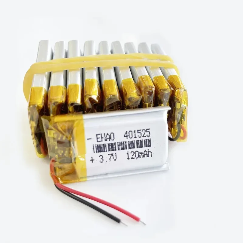 10 PCS 3.7V 120mAh Lipo Lithium Polymer Rechargeable Battery 401525   For MP3 GPS Headphone Headset Camera Bluetooth Smart Watch