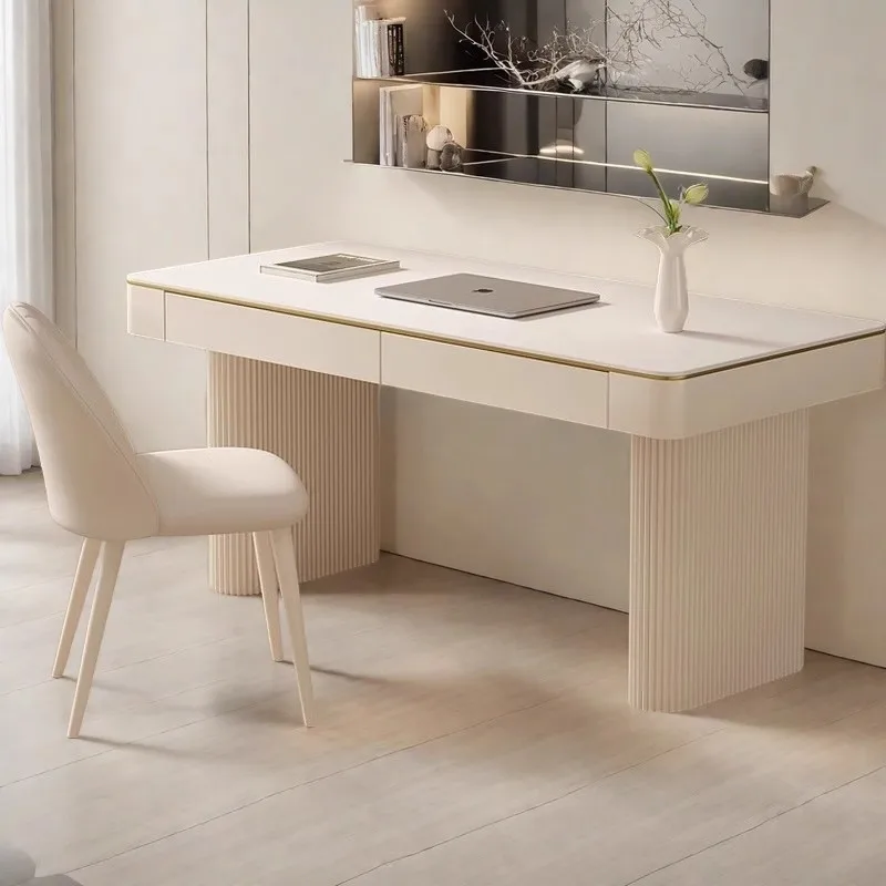 Cream wind rock slab desk light luxury modern student home bedroom study writing table small apartment high-end