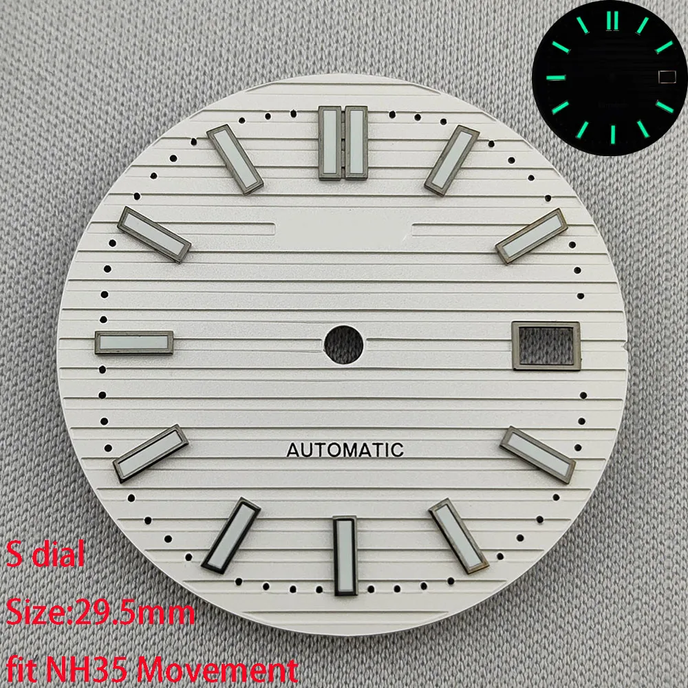 29.5 mmdi alta qualità NH35 dial S dial verde luminoso adatto per lo strumento di riparazione degli accessori dell'orologio dei movimenti NH35