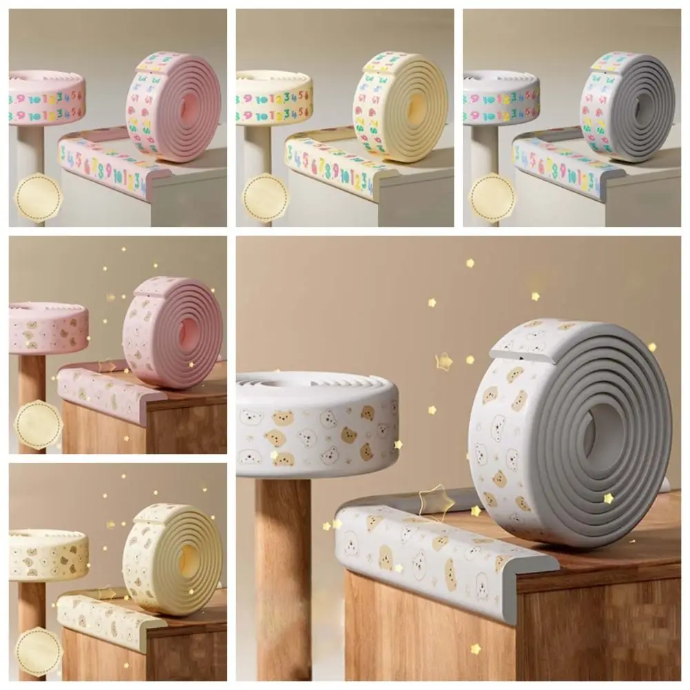 Double-sided Tape Baby Anti-collision Strip Traceless Cartoon NBR Edge Corner Soft Grey Table Corner Protective Cover Walls