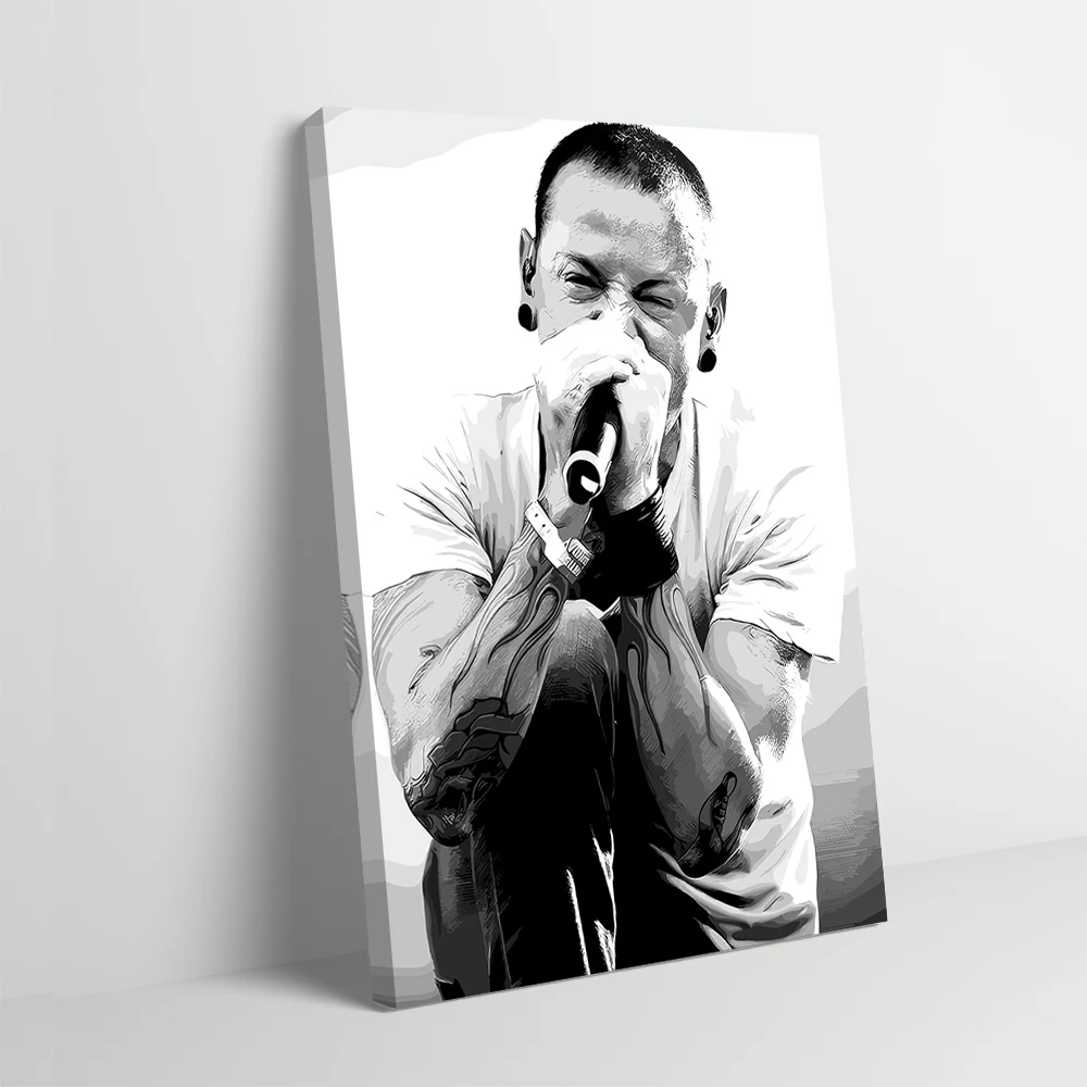 Chester Bennington Black and White Poster Customizable Printed Canvas Painting Wall Art Gift for Posters Living Room Decoration