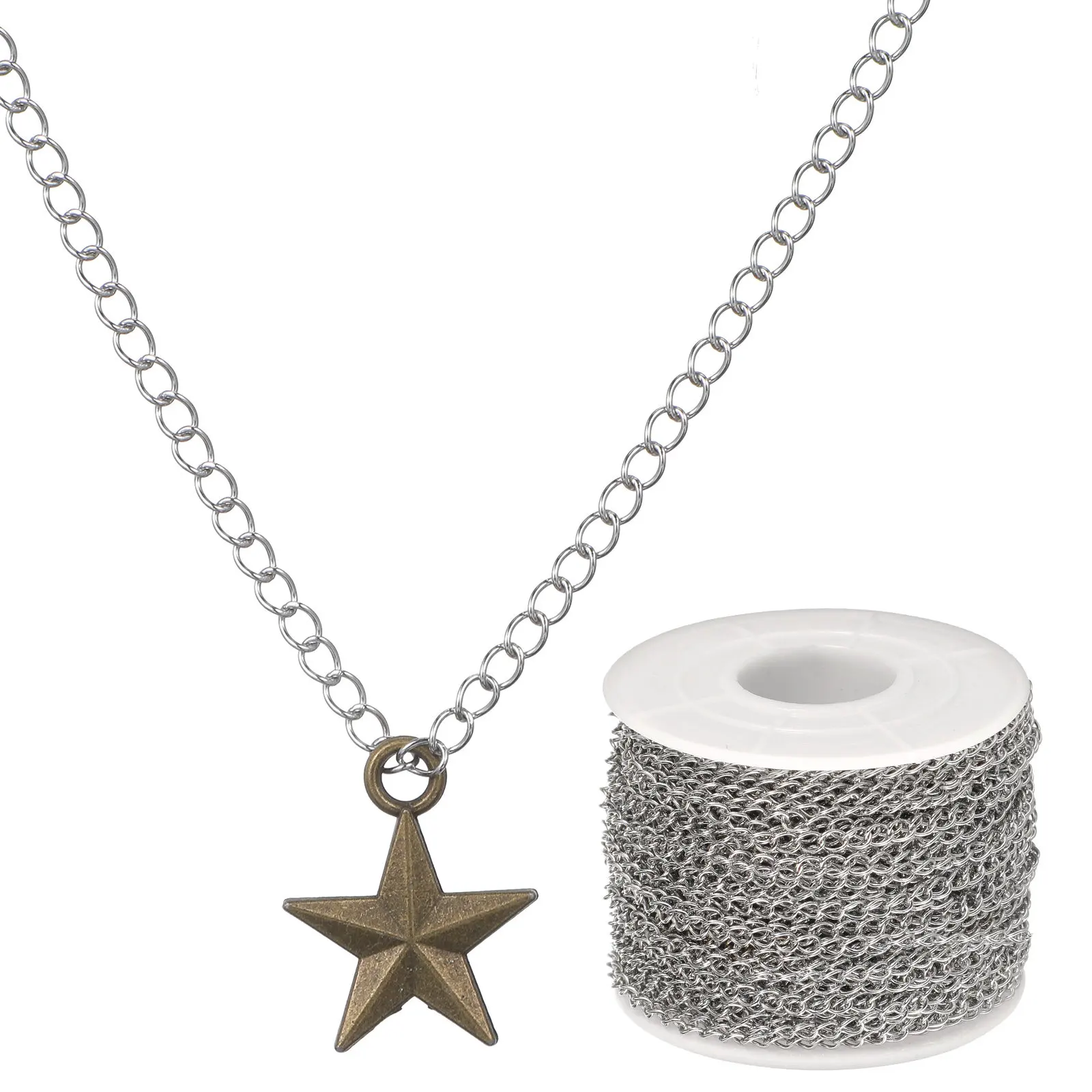 

Рулон цепи из нержавеющей стали премиум-класса 82 фута для изготовления ювелирных изделий: универсальная цепь-гурбина для ожерелий, браслетов, удлинителей, подвесок и рукоделия