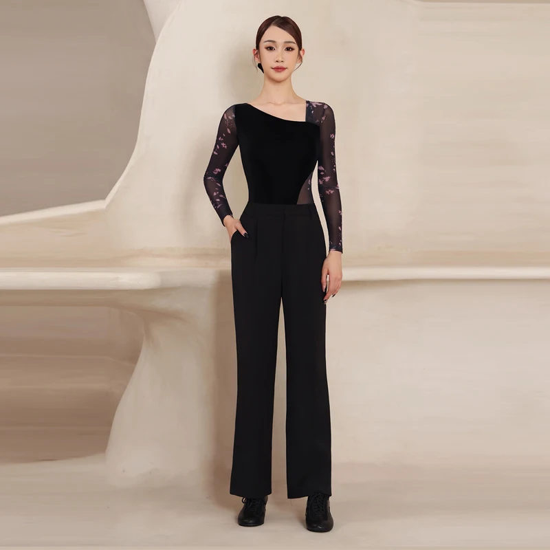 ผู้ใหญ่เสื้อผ้าเต้นรำสมัยใหม่ผู้หญิงชุดเต้นรำละตินบอดี้สูทกางเกงเต้นรำบอลรูมผู้ใหญ่แทงโก้ซัลซ่าชุดเต้นรำละติน DW11190