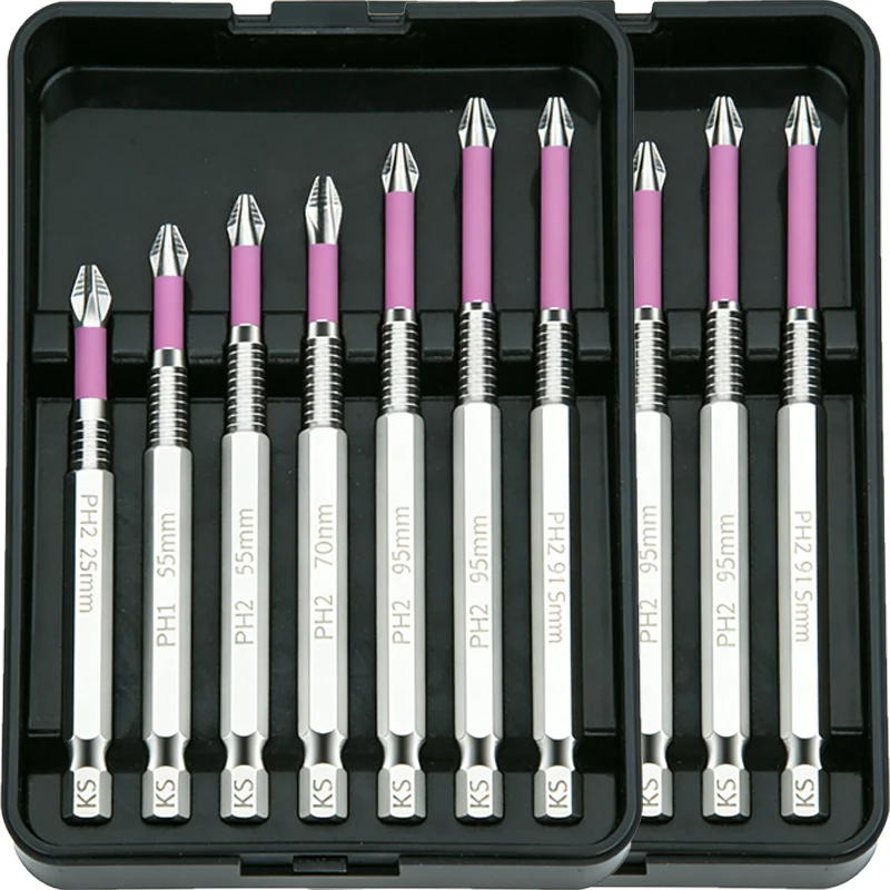 

Магнитные насадки-отвертки K5 (25/50/65/70/90/150 мм) с высокой твердостью и противоскользящим покрытием Phillips для электроинструментов по дереву