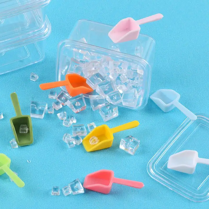 1 Zestaw Akcesoriów dla Lalek 1/6 Miniaturowe Jedzenie do Domku dla Lalek Dekoracja do Zabawy Mini Lodówka do Lodów Pojemnik na Lod z Łopatką Model