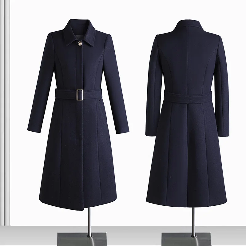 

Medium and long thickened woolen coat women's clothing autumn and winter fashion high-end hotel front desk property professional