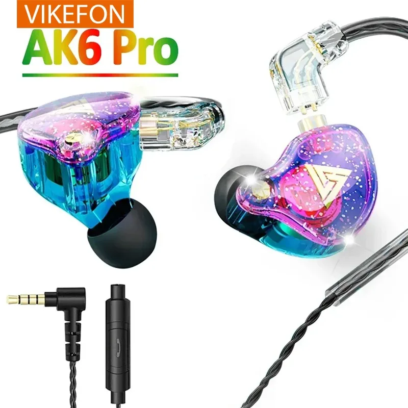 VIKEFON Original QKZ AK6 Pro  Copper Driver HiFi Wired Earphone HIFI Bass Earbuds In Ear With Mic Sport Noise Cancelling Headset