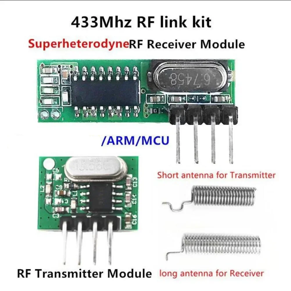 433 Mhz Superheterodyne RF Receiver And Transmitter Module Remote Control, Suitable For Room Control And Remote LED Applications