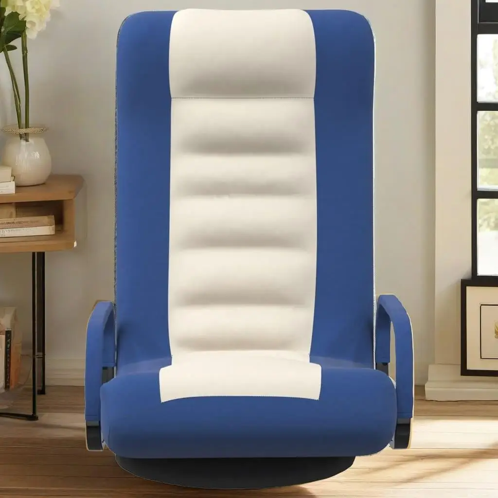 Silla de suelo giratoria azul y crema: asientos cómodos y elegantes para sala de estar o sala de juegos