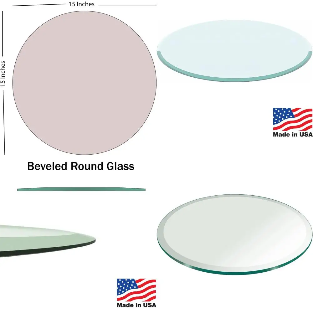 

15 Round Glass Table Top - 1/4 Thick with Beveled Edge