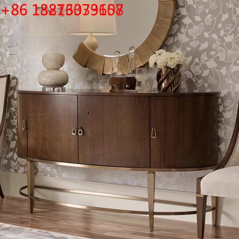 DHY light luxury home front door cherry wood semi-round entrance table entrance cabinet dining side cabinet