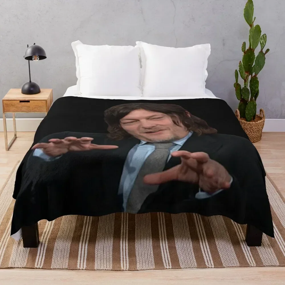 

norman reedus cat Throw Blanket