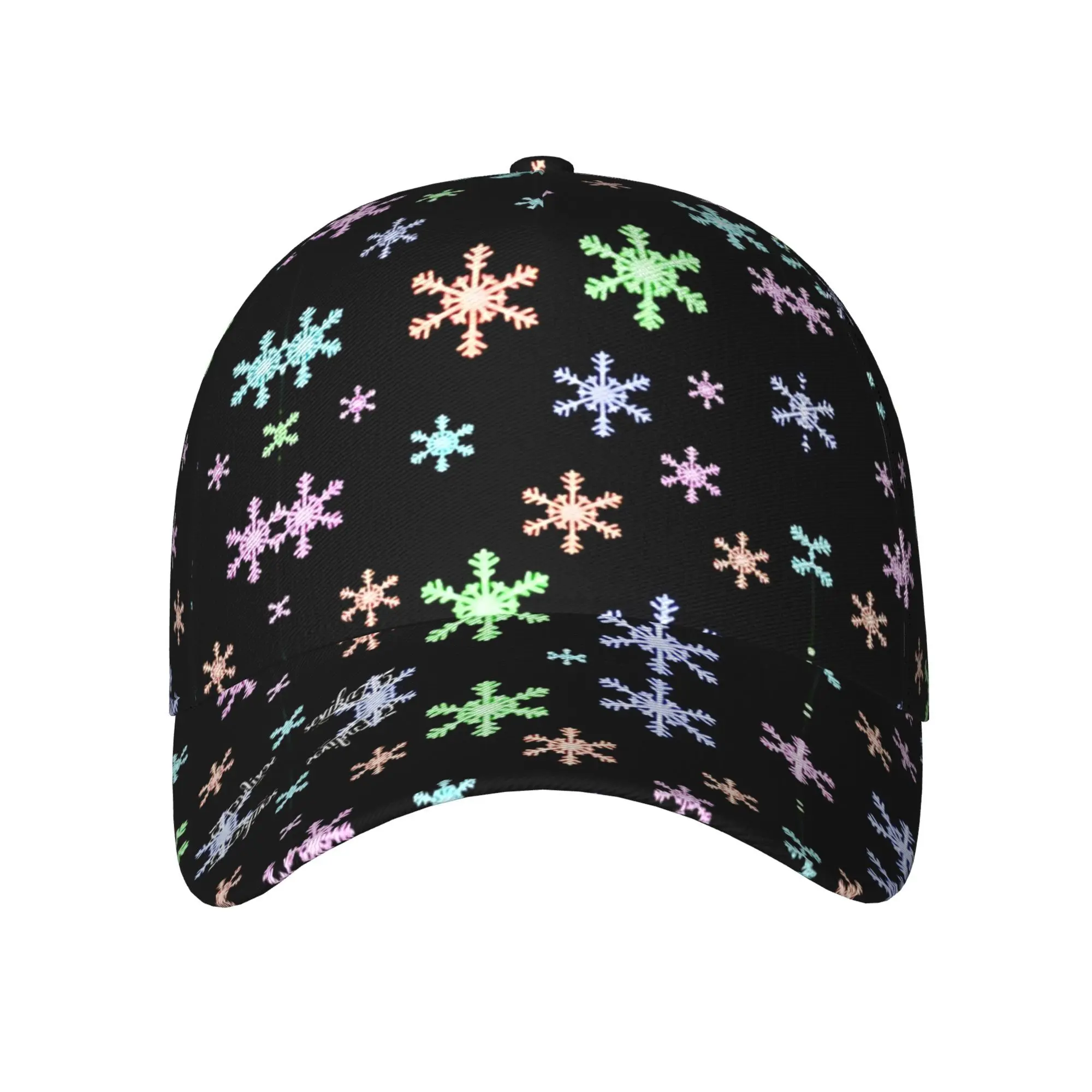 1pc Colorful Snowflakes Falling Full Print Baseball Cap Street Style Hip Hop Hat, Sports Outdoor Fishing Casual Hat, Sun Hat