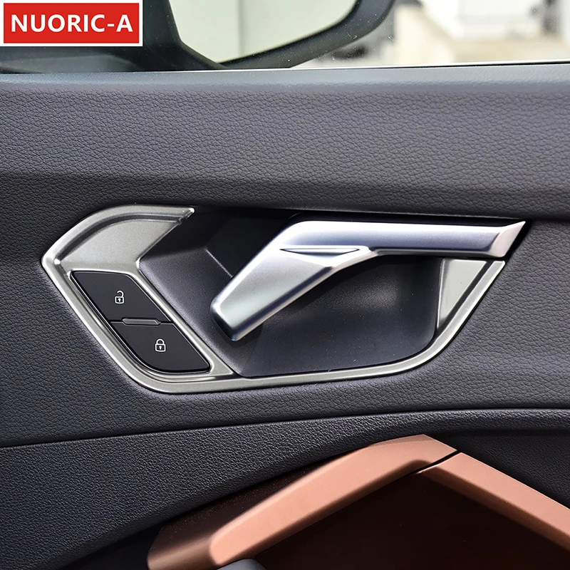 Stainless Steel Door Handle Frame Decoration Cover Trim For Audi Q3 2019-2022 Car Styling Doorknob Interior Accessories