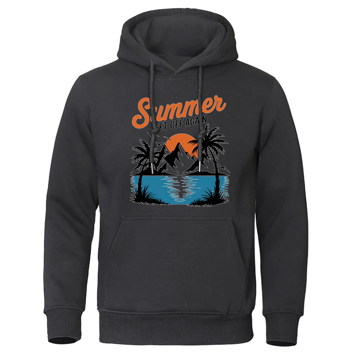 2026 Summer Set Off Again Print Spring And Autumn New Men's Solid Color Pullover Cotton Drawstring Pocket Versatile Hoodies