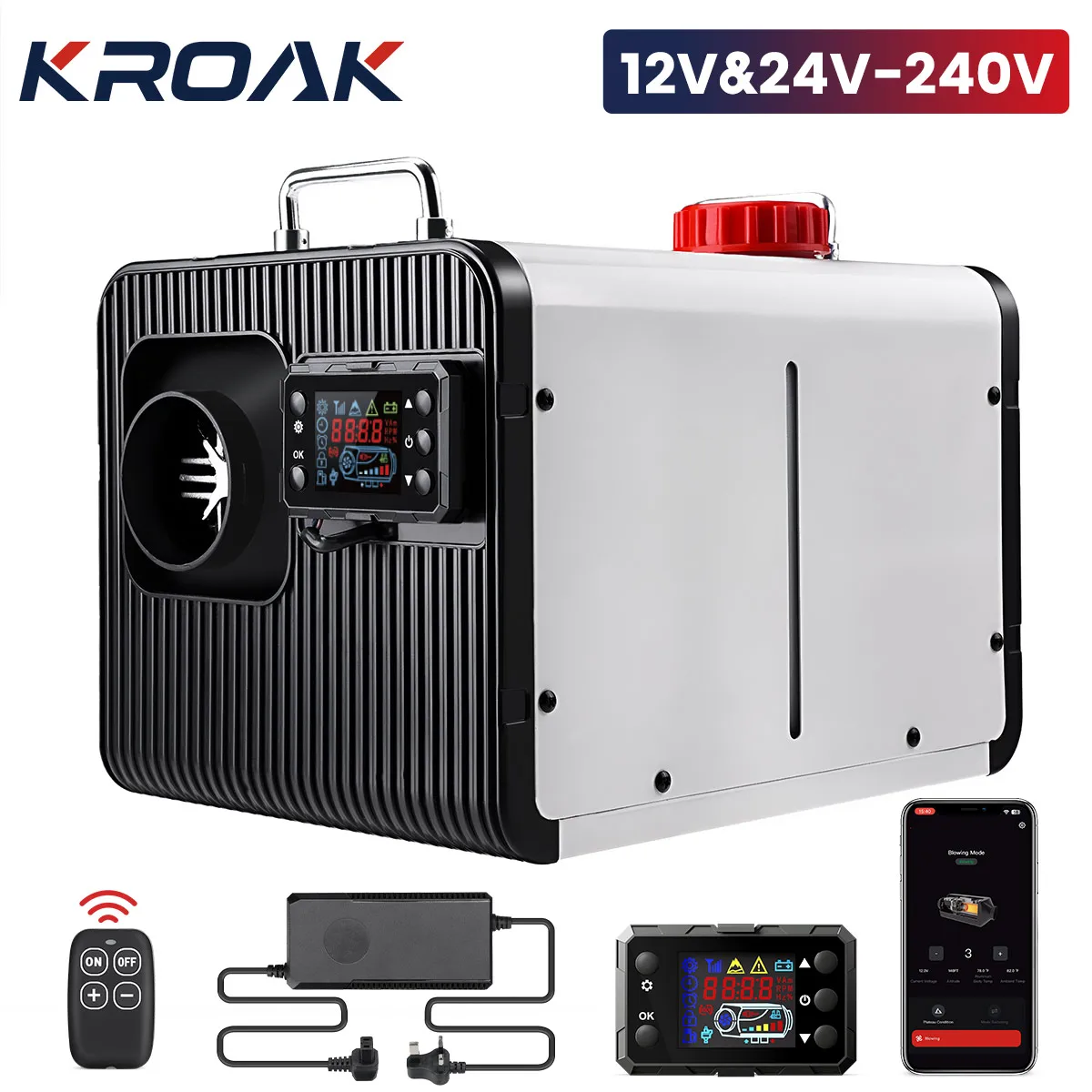 KROAK Diesel Heater 5KW-8KW All-in-one Portable 240V AC & 12V 24V DC Support App Control APP Control Car Parking Heater