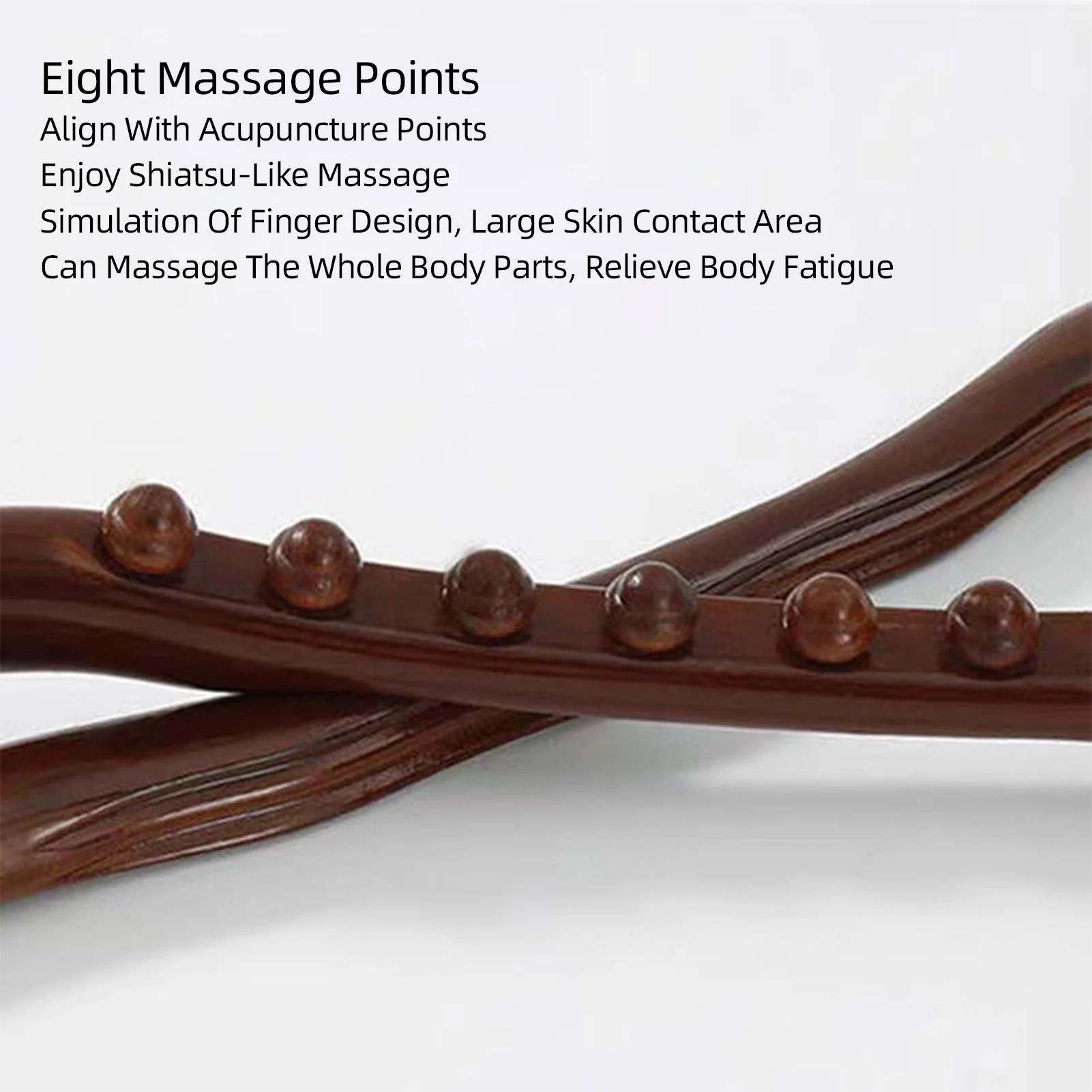 Back Massager Stick 8 Beads Gua Sha Massage Stick Carbonized Wood Back Body Meridian Scrapping Therapy Wand Acupuncture Massager