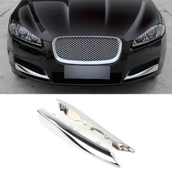 1Pair Car Front Bumper Grille Side Molding Trim Grill For Jaguar XF 2012 2013 2014 2015 Chrome ABS Auto Accessories