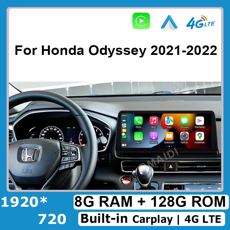 

For Honda odyssey 2021 Android 12 Car Multimedia Player Radio GPS Navigation with CarPlay WiFi 4G LTE BT Touch Sceen