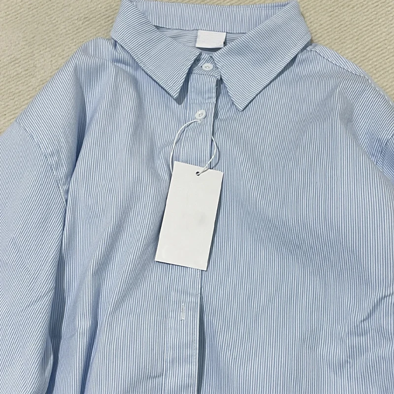 

Мужская синяя полосатая рубашка с длинным рукавом, весна-осень, новые корейские повседневные свободные универсальные пальто, модные однобортные топы с лацканами