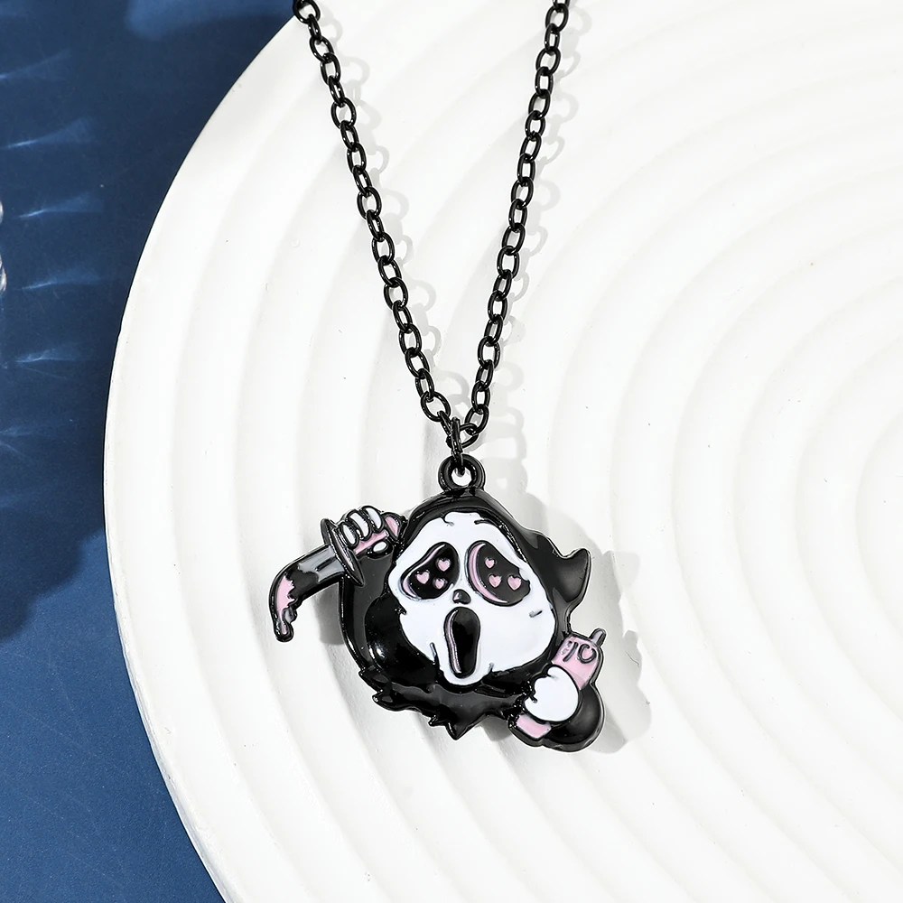 Movie Periphery Killer Skull Dagger Necklace - Punk Ghost Halloween Decoration Pendant for Men And Women Fashion Jewelry