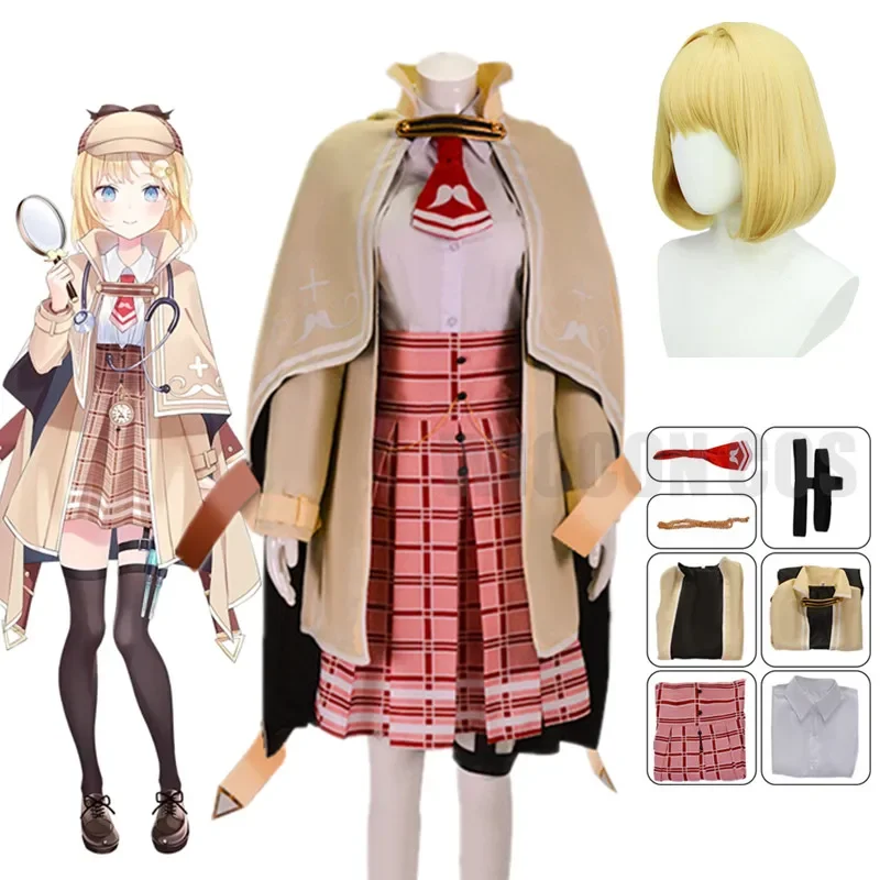 Watson Amelia Cosplay Anime Virtual VTuber Hololive Uniform Outfits Costumes Girl Watson Amelia Blonde Cosplay Dress