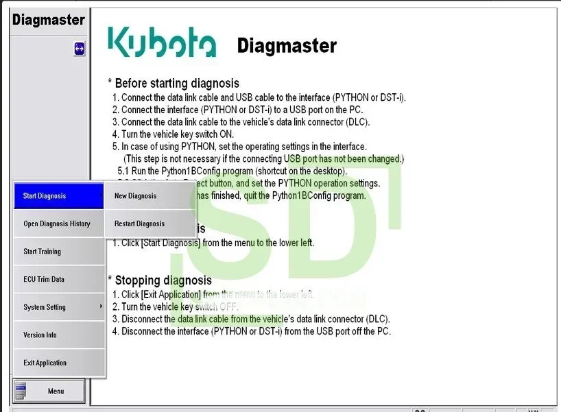 يتم دعم نماذج العلامة التجارية SpecDiag KUBOTA DIAGNOSTIC KIT (PYTHON) Takeuchi