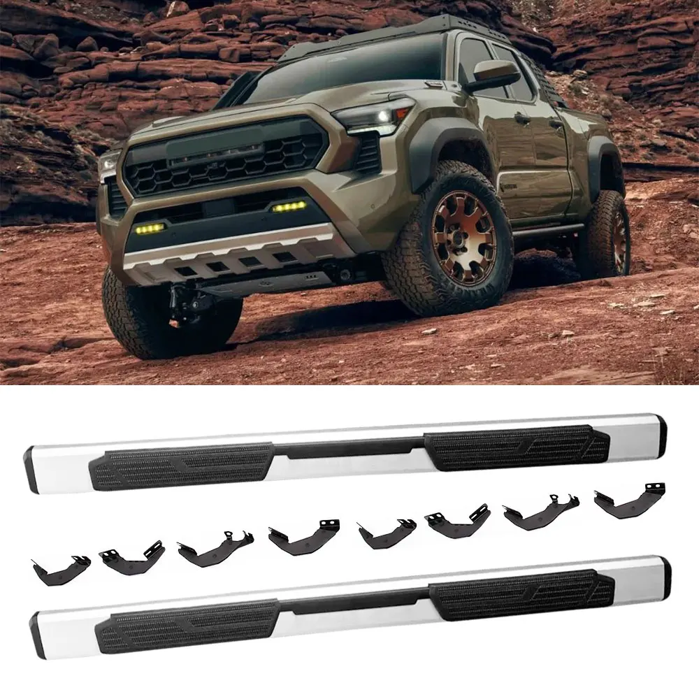 2Pcs Fixed for Toyota Tacoma 2024 2025 DOUBLE CAB Running Board Side Step Pedal Nerf Bar Tubes