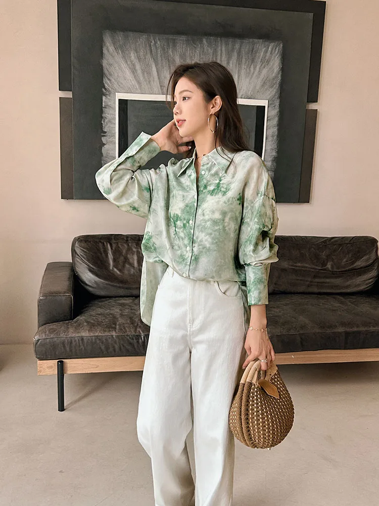 

Свободная повседневная рубашка с принтом в винтажном стиле, топ с принтом под струйную печать, женская и мужская модная шелковая рубашка с длинным рукавом для бизнеса и повседневной носки