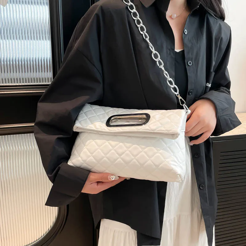 Нишевая и легкая роскошная складная сумка, модная сумка через плечо нового стиля 2025 года, высококачественная сумка для подмышек с ромбовидной цепочкой