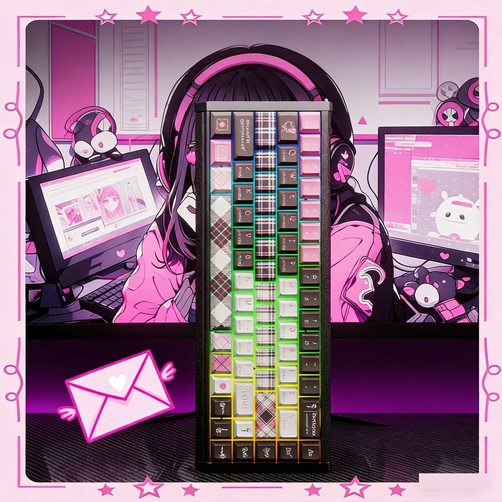Creative First Love Theme Keycap 124K PBT Five-sided Sublimation Sweet Adaptable To 60/68 Wooting Mechanical Keyboard Keycaps