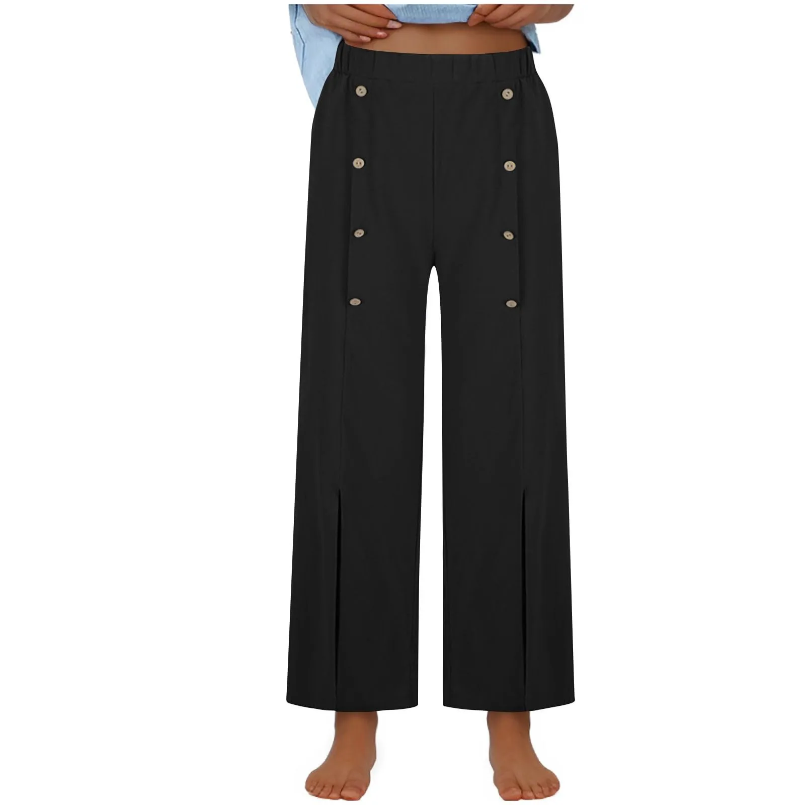 

Elegant Women's Wide-Leg Pants with Button Details Perfect for Casual and Formal Occasions, Comfortable and Stylish