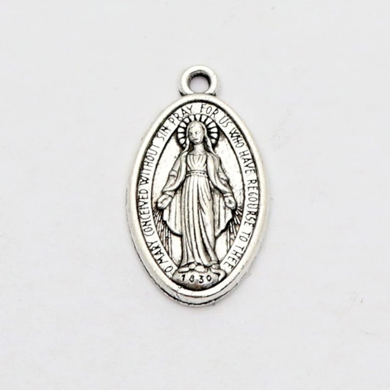 Benedict Mary's Nursia Patron Against Evil Pendant Zinc Alloy 0.94 inches Tall Necklace Decor Dropship