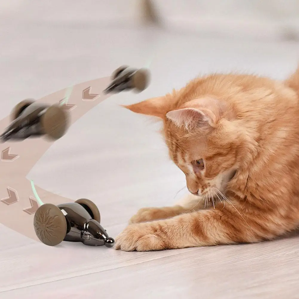 Smart Electric Cat Toy Simulates A Mouse, Automatically With Be Quickly Lighting Can Avoids Rear Silent Obstacles Is Charge E5K6