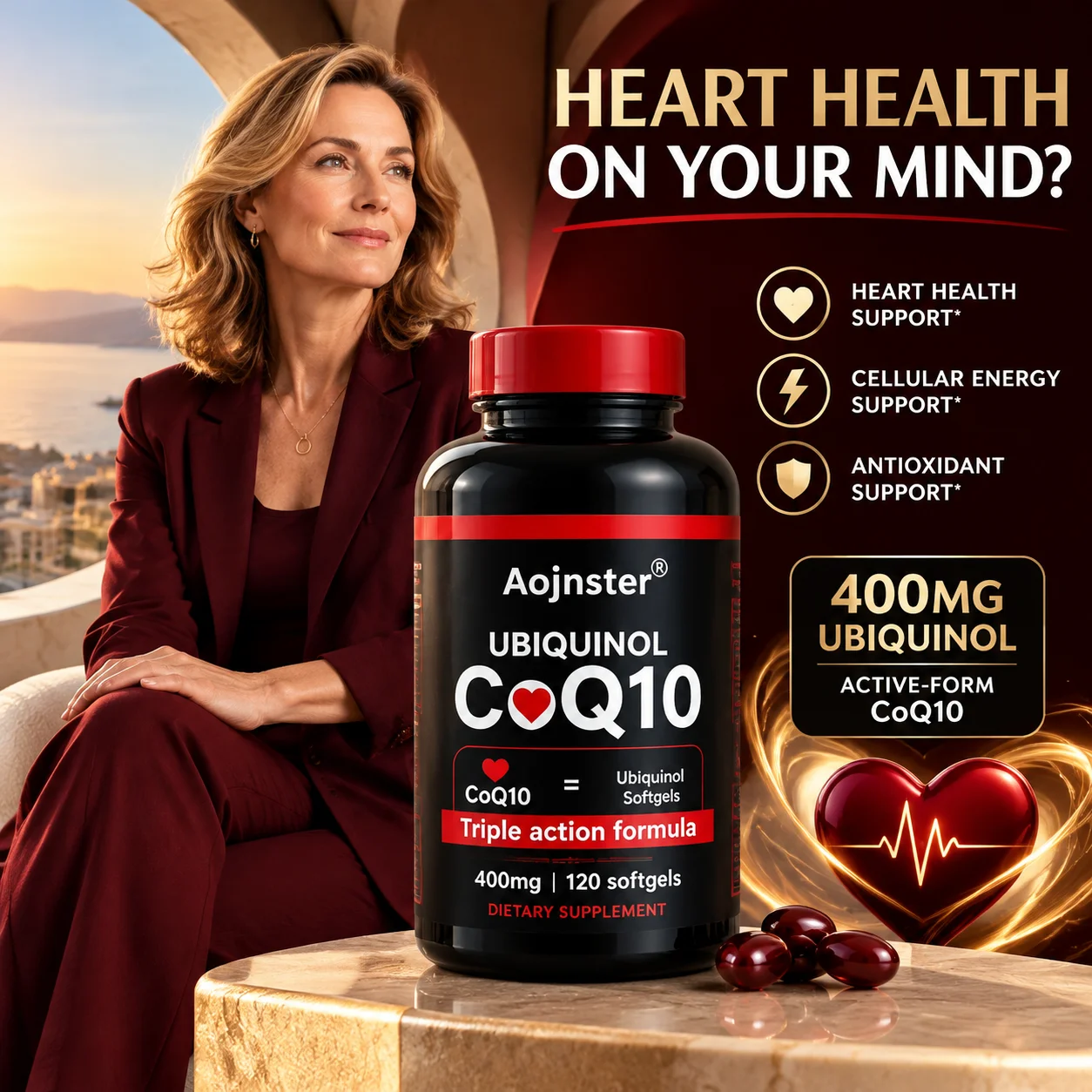 Coq10 Ubiquinol Softgel - 아오인스터 유비퀴놀 CoQ10 400mg, 심혈관 건강,