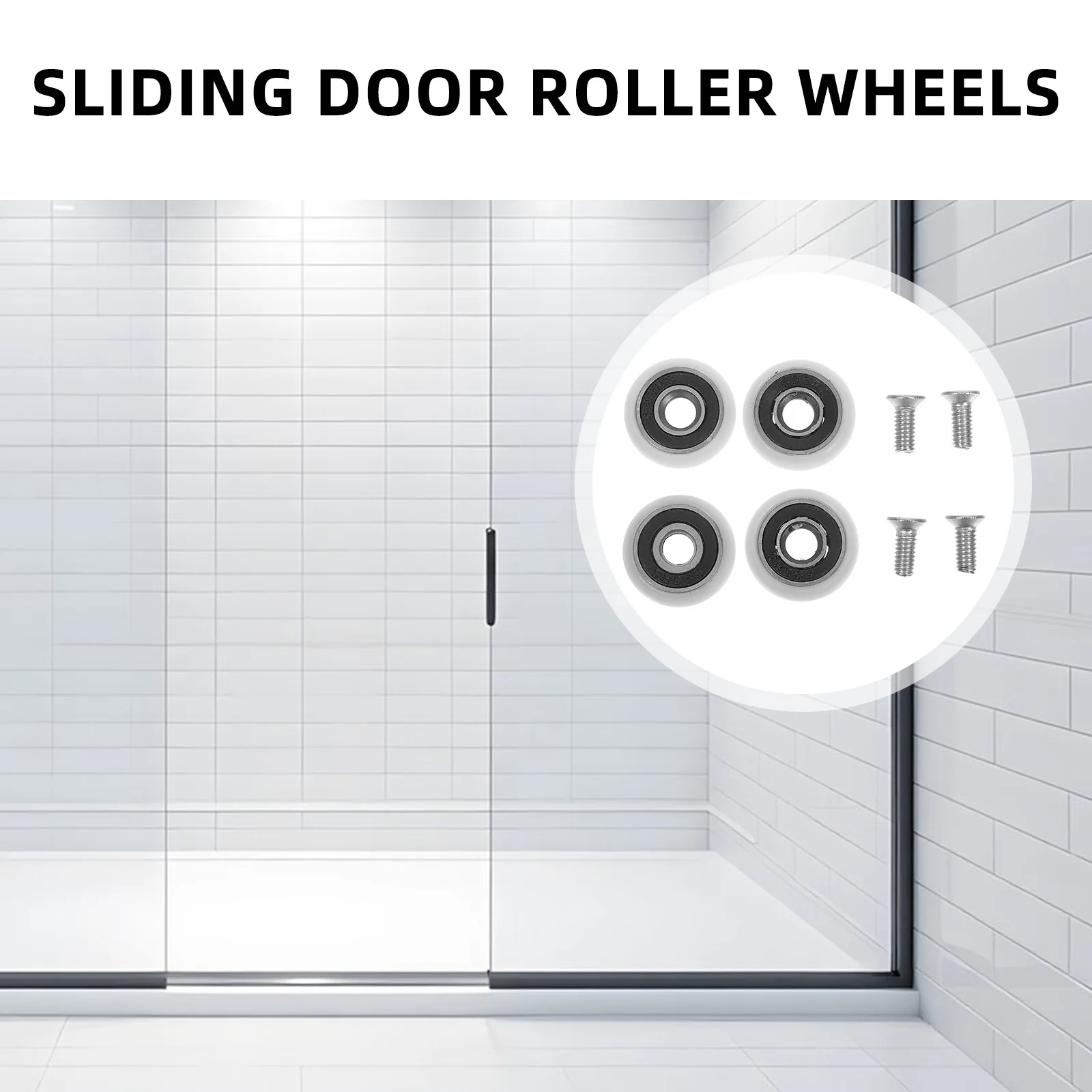 

4Pcs Bathroom Sliding Door Roller Wheels Vintage Style Glass Shower Door Pulley Replacement 19Mm Diameter Ball Bearings Smooth