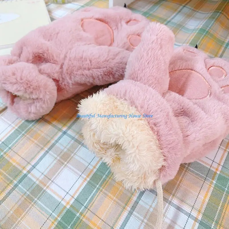 E56A Winter Plush Gloves Mittens Halloween Cosplay Gloves Costume Gloves