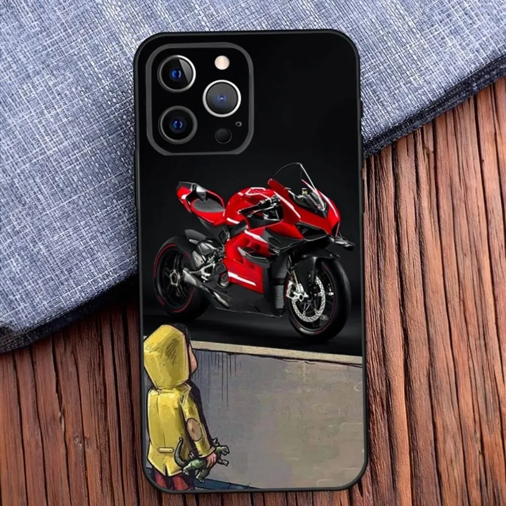 Motorcycle P-Panigale v4 Phone Case For iPhone 16,15,14,13,12,11,Pro,X,XS,Max,XR,Plus,Mini D-DucatiEs Black Soft Silicone Case