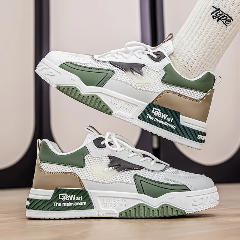Herren-Freizeitsportschuhe, bequem und modisch, für alle Jahreszeiten geeignet, Khaki/Schwarz/Weiß/Grün – passend – Detail 6