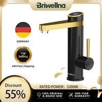 Briwellna Water Heater Flowing Faucet 220V Electric Tankless Water Heater Tap Swivel Spout Electric Faucet Water Heating Geyser